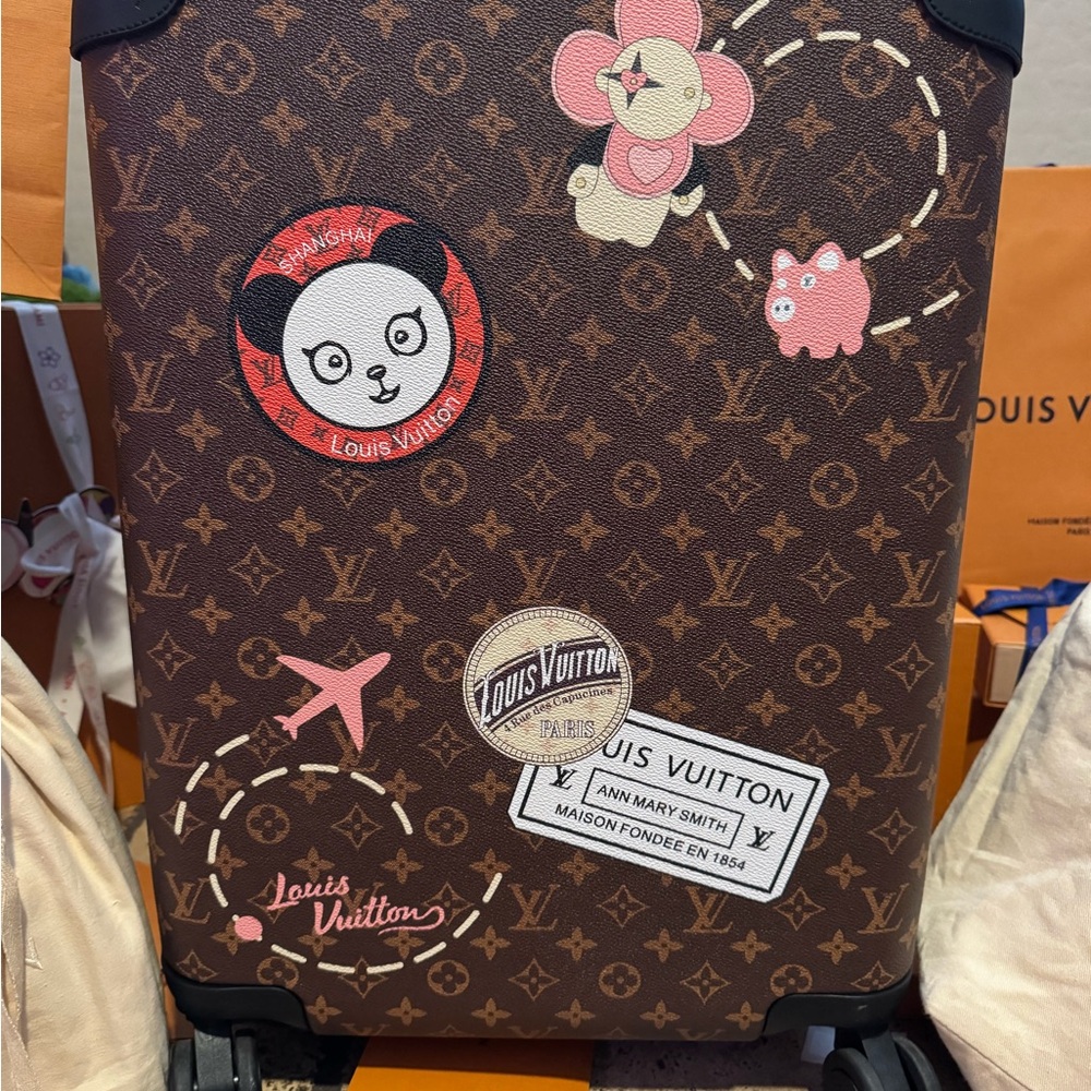 Louis Vuitton Brown Monogram Suitcase with Fun Patches